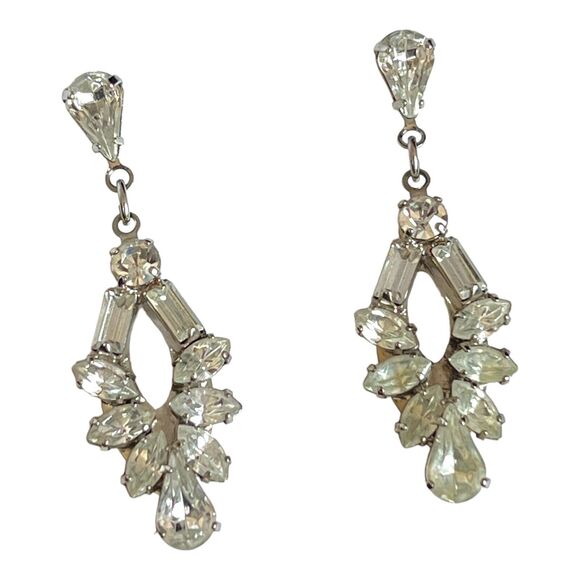 Ti Adoro Earrings Crystal Bridal Quinceanera Formal Prom Runway High End 6S - Picture 2 of 4